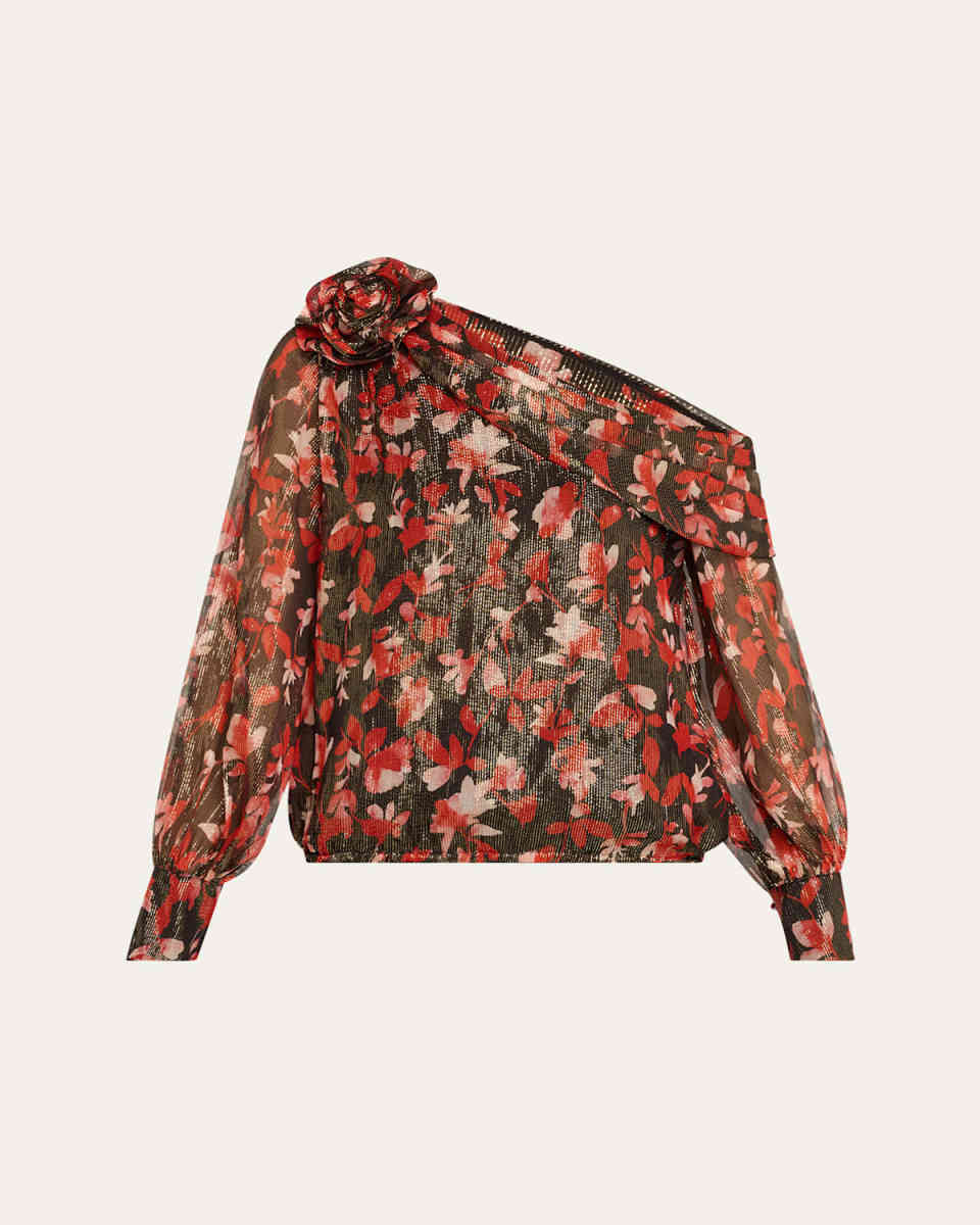 Maylien Floral Asymmetric Blous